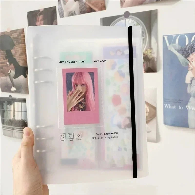 A5 Kpop Photocard Holder Binding Photo Cards Holder in Polaroid Album Book 3 Inches Heart Photo Card School Stationery Binder