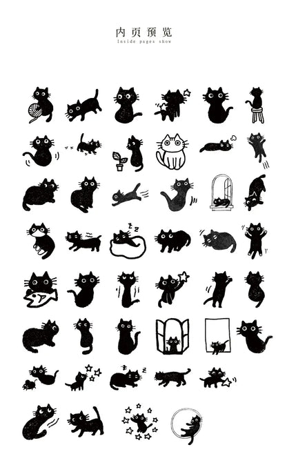 45Stickers / Box Kitten Notebook Boxed Stickers Cartoon Cute Decorative Photo Album Diy Stickers Growth Manual