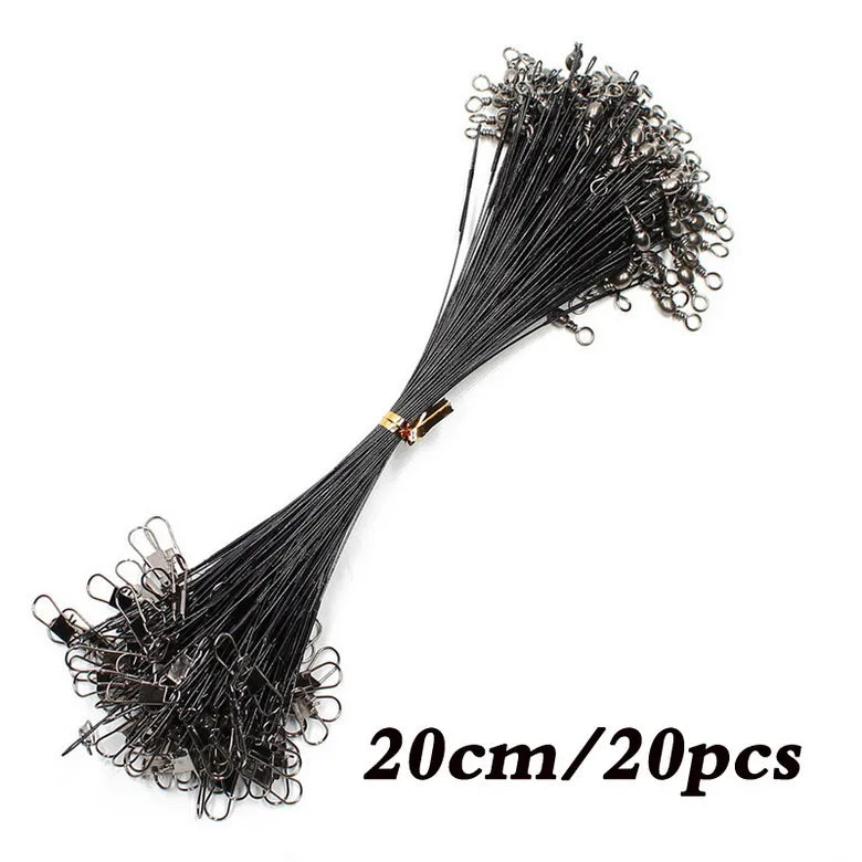 Anti Bite Steel Fishing Line Steel Wire Leader With Swivel Fishing Accessory Lead Core Leash Fishing Wire 15cm 20cm  30cm