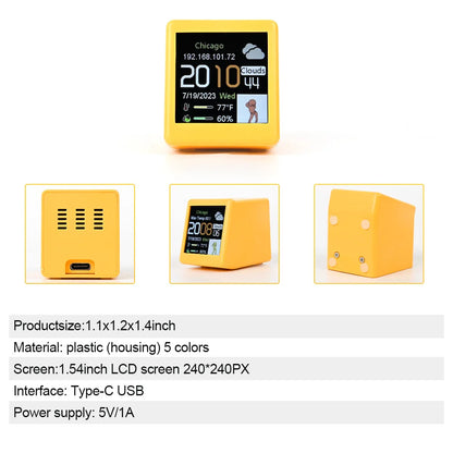 Small Portable Smart Wifi Weather Station Display Weather Temperature Humidity Time Alarm Clock Desktop Decoration
