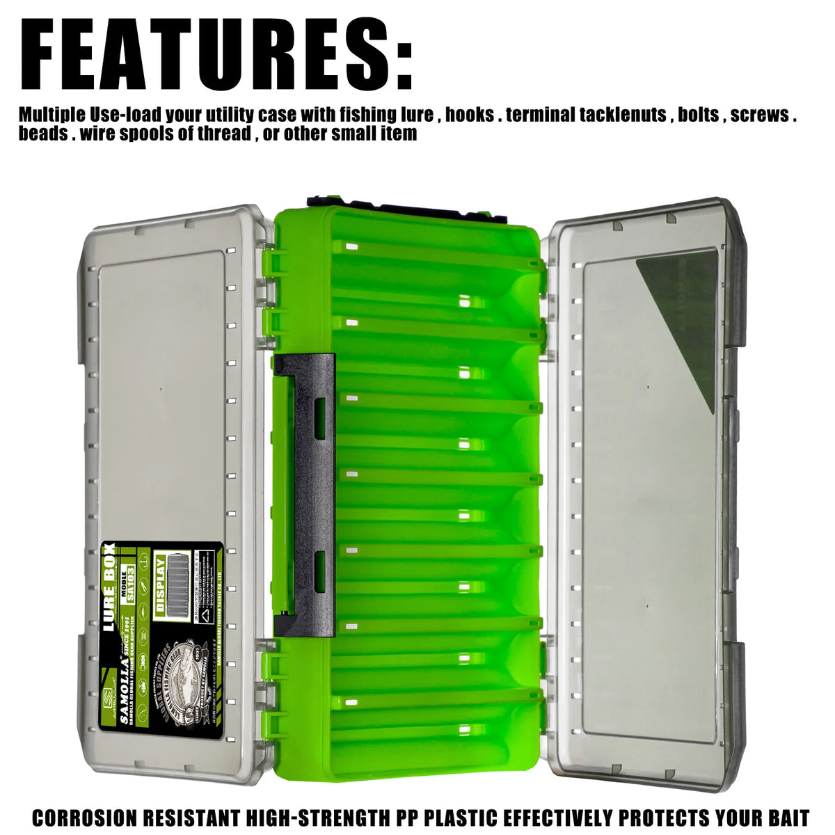 SAMOLLA Large Fishing Tackle Box Lure Storage Double Sided Lure Hook Boxes Baits Container Storage Case Fishing Accessories