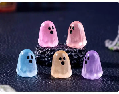 10pcs Creative Luminous Little Ghost Cute Beads DIY Decorative Pendant Accessories Miniature Micro Landscape Halloween Ornament