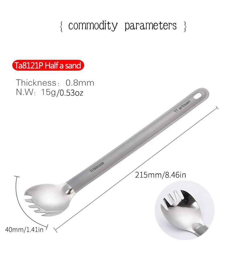 Tiartisan Titanium Long Handle Spork Spoon Cutlery Ultralight Tableware Outdoors Portable Dinnerware Camping Equipment