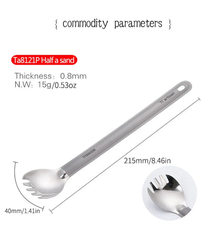 Tiartisan Titanium Long Handle Spork Spoon Cutlery Ultralight Tableware Outdoors Portable Dinnerware Camping Equipment
