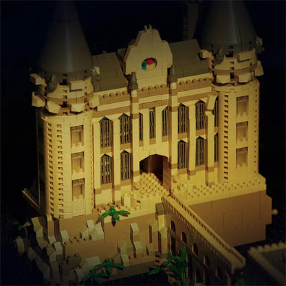 New Magic Castle Micro Building  Blocks Light Up Street View Architecture Creative MOC Model Kit  Kids Christmas Birthday Gifts