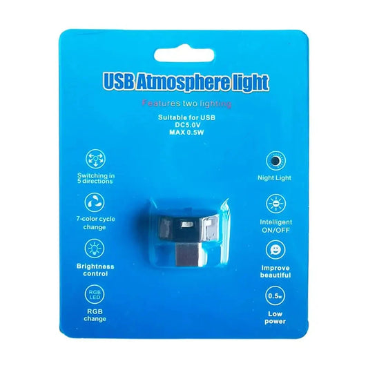 Mini TYPE-C LED Atmosphere Light Car Light Ambient Night Light Decorative Neon Lamp Auto Interior Emergency light