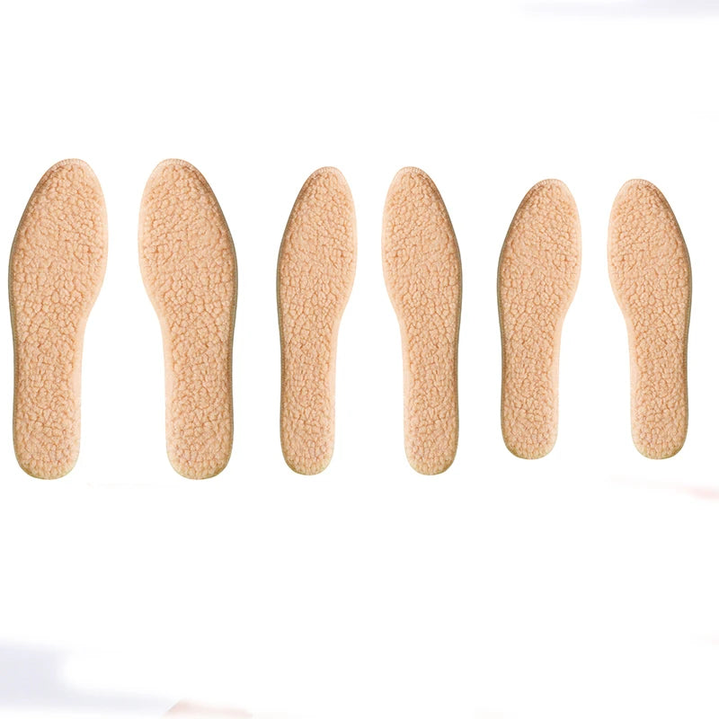 Adjustable Warm Insoles with Fleece and Thickened Lambskin Comfortable Cashmere and Cotton Insoles Snow Boots