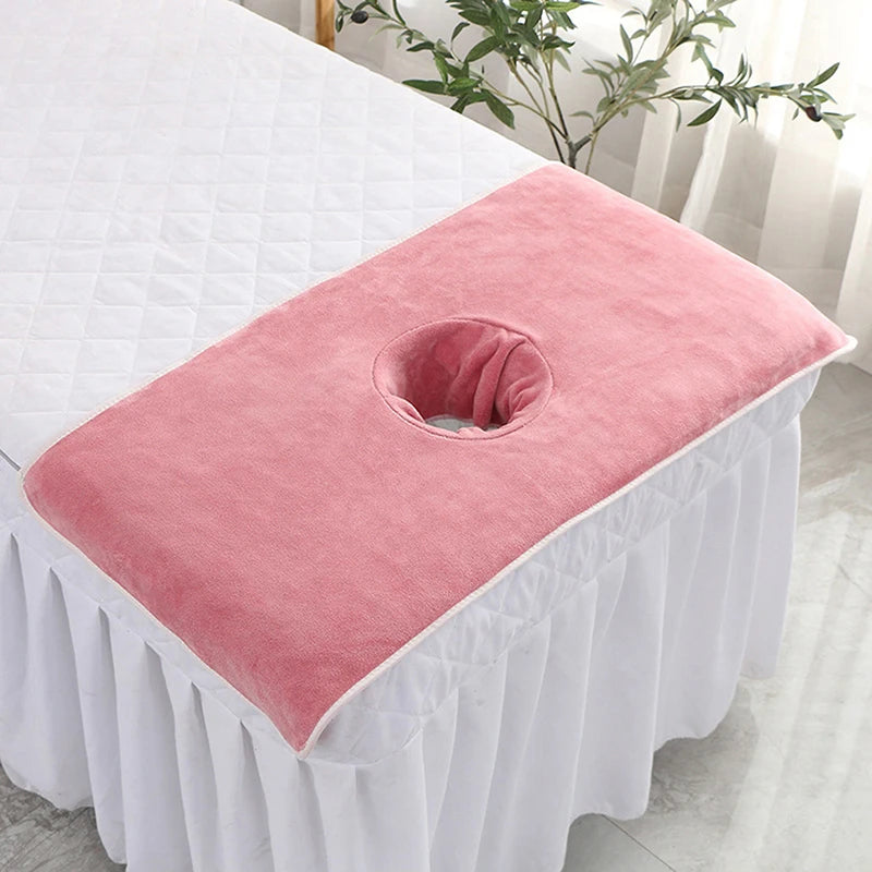 40*80cm Thickened Beauty SPA Massage Table Planking Face Towel With Hole Bed Bandana