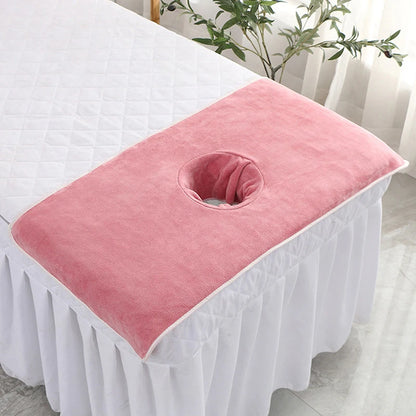 40*80cm Thickened Beauty SPA Massage Table Planking Face Towel With Hole Bed Bandana
