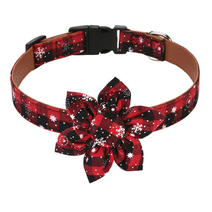 Christmas Dog Collar with Bow Tie, Classic Plaid Red Green Dog Collars with Removable Bowtie Christmas Collars for Large Dogs