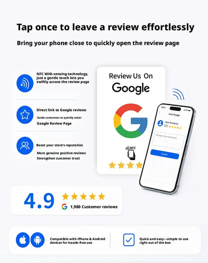 100Pcs Black Premium Wear‑Resistant Matte Finish Reusable Google Review Tap NFC Card Programmable NFC Tap Card User‑Friendly