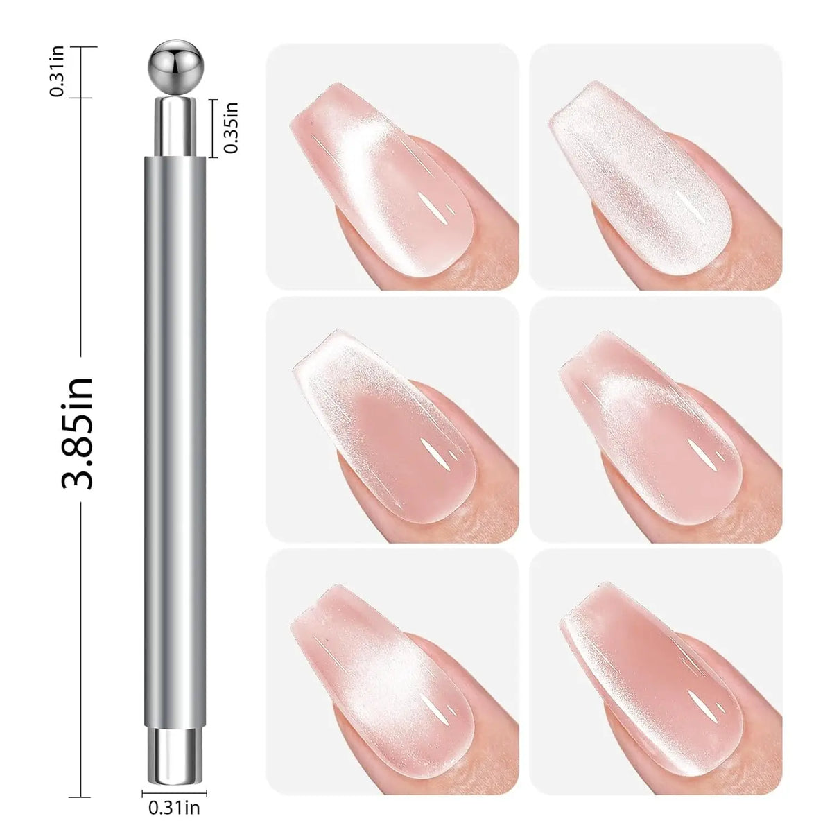 LINMANDA 3 In 1 Dual Headed Cat Eye Nail Art Magnetic Stick Multifunctional Nail Art Magnet Design Tool Suitable for Home DIY