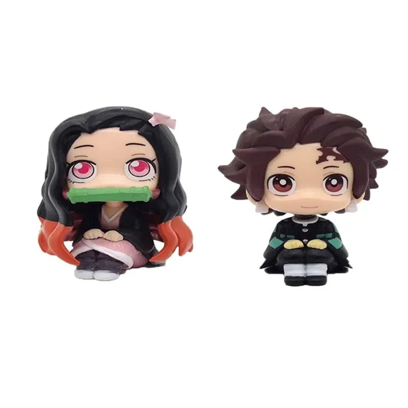 Anime Demon Slayer Figure Kamado Nezuko Kamado Tanjirou Kawaii Q version Action Figural PVC Model Toys Gift