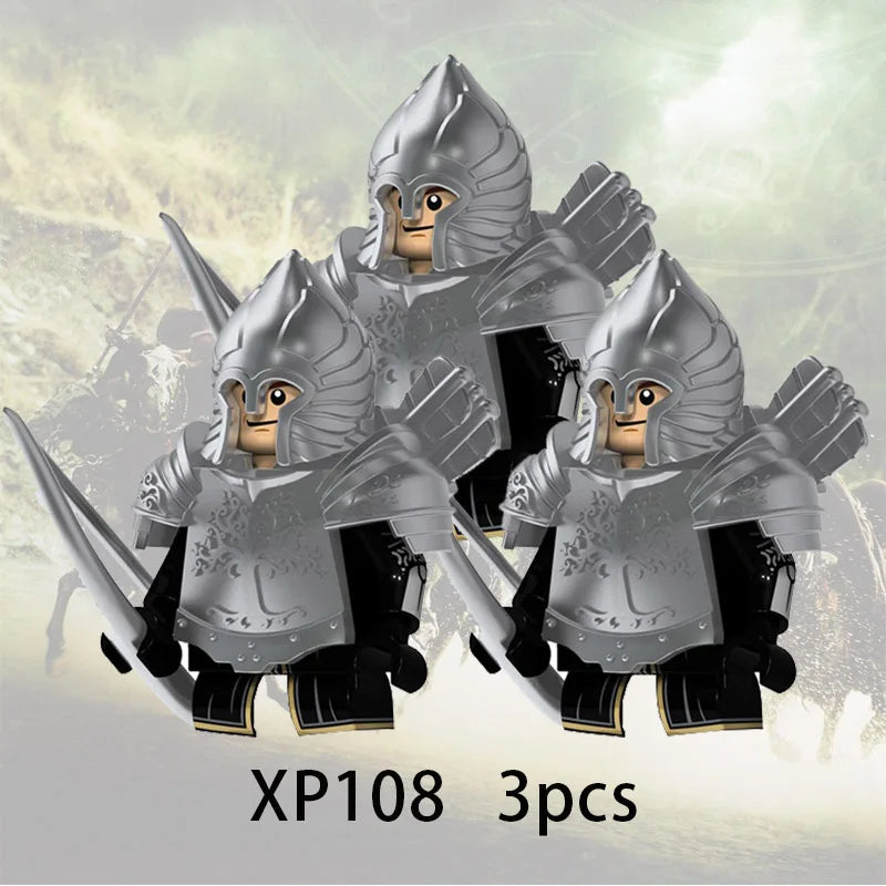 3pcs Lord Rings Elves Orcs Army Dwarf Rohan Mini Action Toy Figures Building Blocks Assembly Toys for Kids Birthday Gift