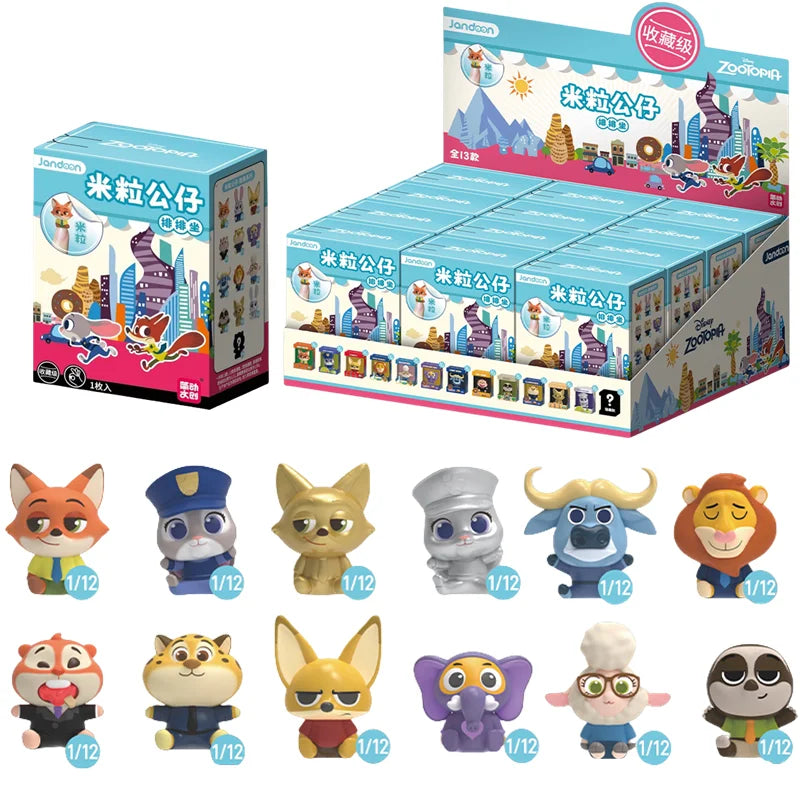 JANDOOM Disney Zootopia Judy Hopps Nick Wilde Bogo Clawhauser Anime Figur Model Rice Grain Doll Blind Box Toys Birthday Gifts