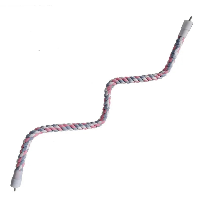 1PC Pet Bird Bite Toy Parrot Color Cotton Rope Toys Elastic Parrot Climbing Toys Sturdy Bird Swing rope Pet Cage Toy Swing Stand