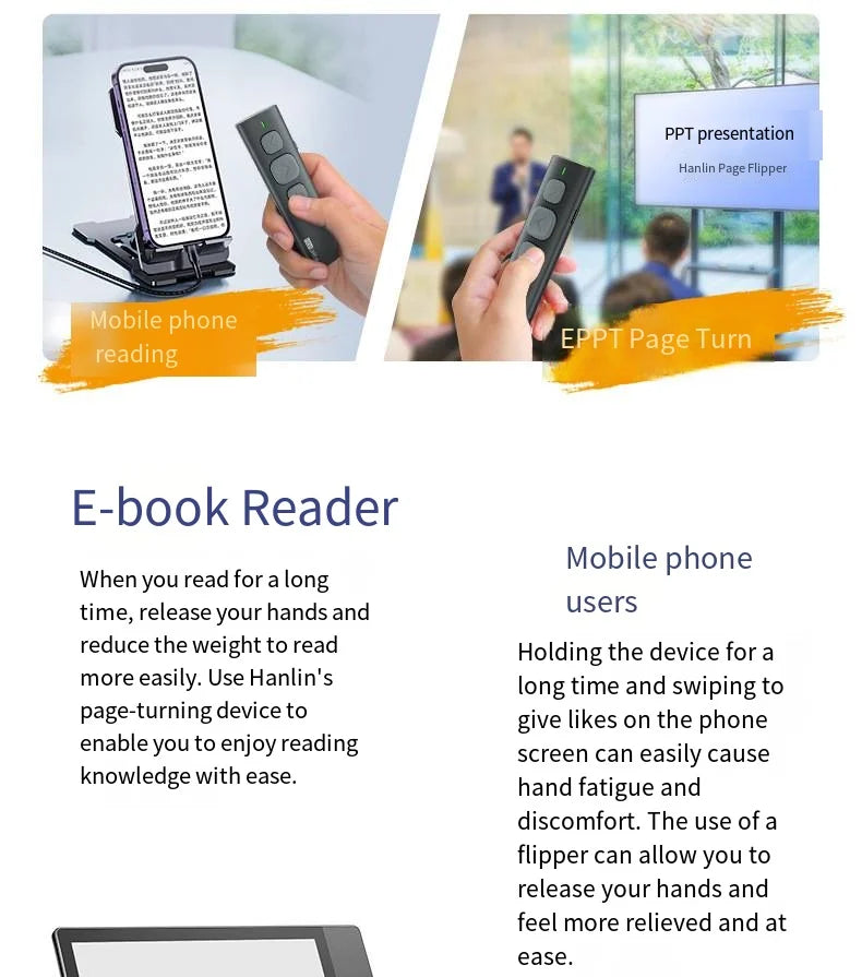 BT Page Turner, e-book reader, smartphone Bluetooth remote control, support for sliding short videos, Android/iOS mobile phones