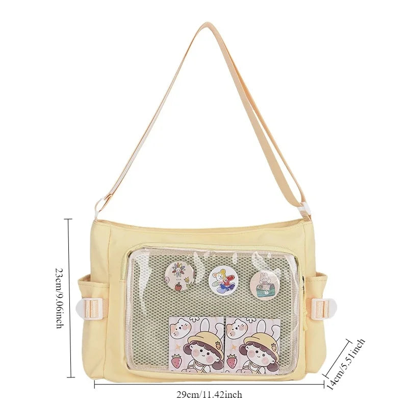 College Style Crossbody Bag with Large Capacity for Class Book Carrying Mailman Bag for Girls Casual Shoulder Crossbody Bag