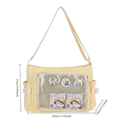 College Style Crossbody Bag with Large Capacity for Class Book Carrying Mailman Bag for Girls Casual Shoulder Crossbody Bag