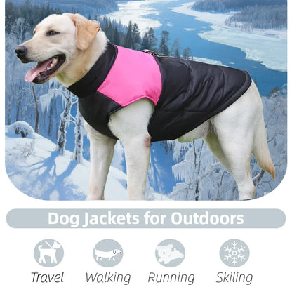 Winter Big Dog Clothes Waterproof Vest Jacket For Small Dogs Cats Outdoor Warm Puppy Coat With D Ring Labrodor Pug Pet Costume
