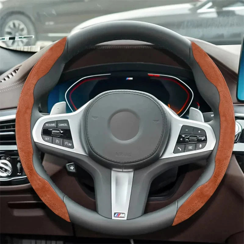 Suede Universal 38CM Car Steering Wheel Booster Cover Non-Slip Auto Interior Steer Protector Decoration Accessories