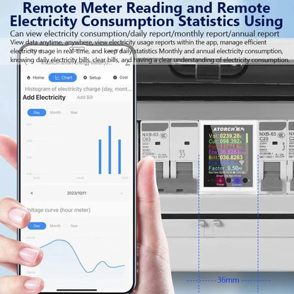 100A Tuya WiFi Din Rail Power Energy Meter AC50-320V Smart Electricity Meter Digital Display Monitor Voltage Curve Ammeter GR2PW