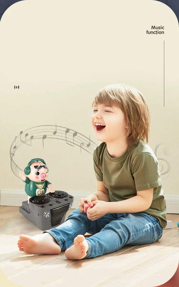 Children's Dancing Rock DJ Pig Electric Toys Cartoon Piggy Dolls Disc Swing With Lights Music Toys for Boy Girl Christmas Gifts