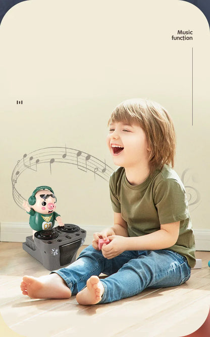 Children's Dancing Rock DJ Pig Electric Toys Cartoon Piggy Dolls Disc Swing With Lights Music Toys for Boy Girl Christmas Gifts