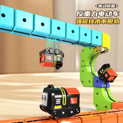Sell Well Anti-Gravity Magnetic Attraction Track Train Changeable Magnetic Magic Rail Car Electric Train Toy