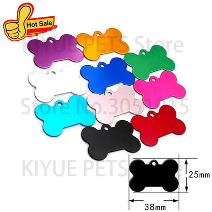Personalized Random Mix 20pcs Aluminum Pet Dog Tag Nameplate Pedant For Cat Collar Ring Anti-Lost Accessories