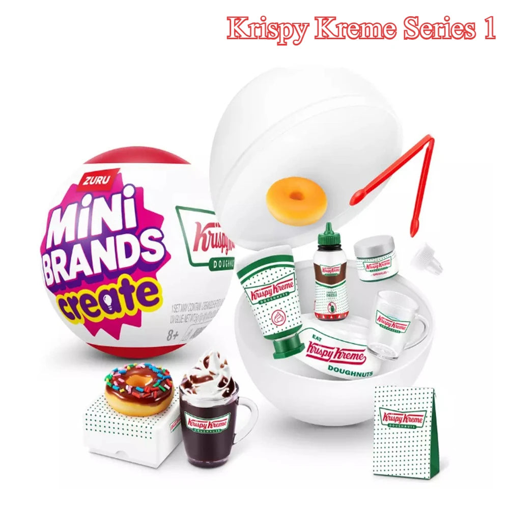 Zuru Mini Brands Krispy Kreme Create Series 1 Surprise Blind Box Toys Mini Food Donut Miniature Food Mystery Packaging Toys