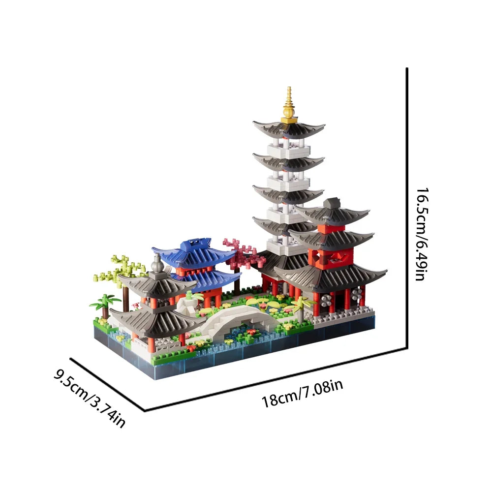 688PCS Hangzhou West Lake, Chinese Architecture, Classic Building Puzzle Toys, Miniature Building Block Sets, Models