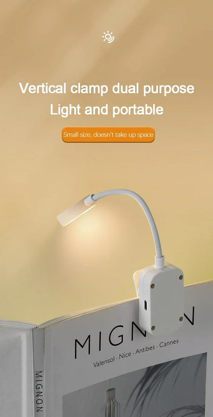 Mini Clip Book Lamp LED Table Lamp Eye Protection 3 Colors Battery Powered Night Light Portable Bedside Student Reading Lamp