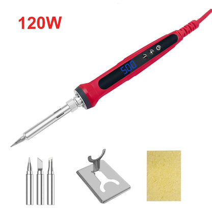 80W Soldering iron kit adjustable temperature LCD solder welding tools Ceramic heater soldering tips Tweezers soldering wire