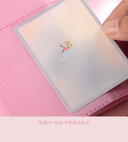 Premium Zipper 4/9/12 Pocket PU Card Binder - Aesthetic Pink & White Album for Pokemon Cards, Game Collection & Fan Photos