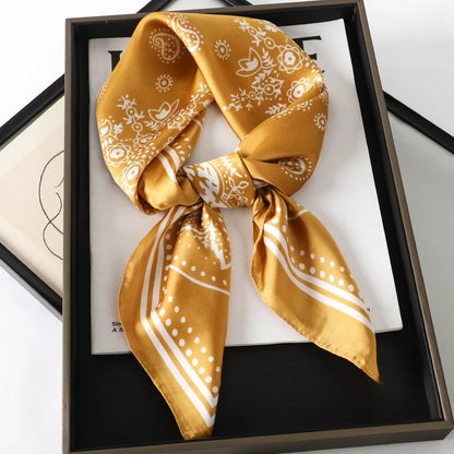 Luxury Brand Silk Square Paisley Scarf Women Satin Neck Hair Tie Band Soft Bandana Neckerchife 2025 Hijab Head Female Foulard