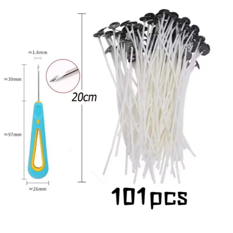 100pcs Waxed Cotton Candle Wicks Set with Stand Original Smokeless Candle Wicks Soy Oil Wax Core Woven Making Candles Supplies