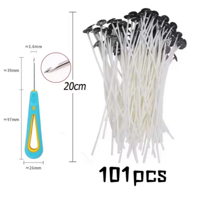 100pcs Waxed Cotton Candle Wicks Set with Stand Original Smokeless Candle Wicks Soy Oil Wax Core Woven Making Candles Supplies