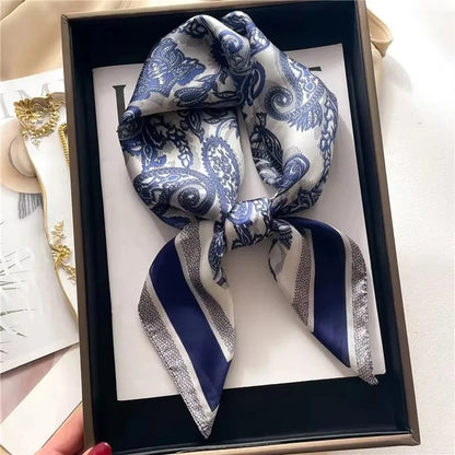 68cm Red Cashew Print Scarf Women's New Model Emulated Silk Plant Print Scarfs Fashion Versatile Clothes Bag Accessories Scarf