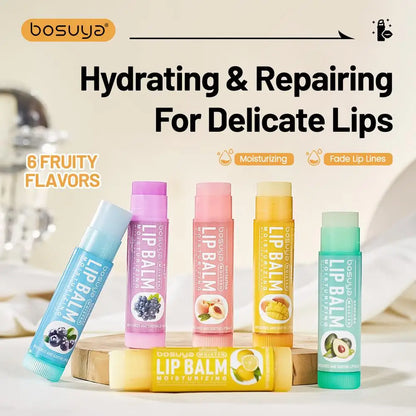 6/24pcs Assorted Fruit Flavor Lip Balm Set - Hydrating, Nourishing & Prevents Chapped Lips - Care for Dry Lips & Fine Lines