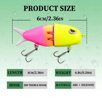 9KM Swimbait Fishing Lure VIB Slow Sinking Wide S Motion Lure with 3D Eyes Mini Glide Bait ABS Material for Bass Trout Fishing