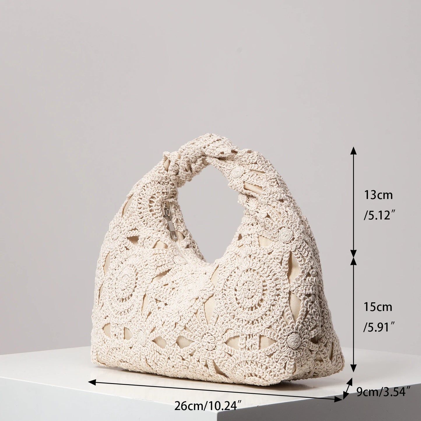 Pattern Hollow Woven Handbag，Bohemia Beach Bags for Women，Crochet Set，Beach Accessories Women，Travel Must Haves（Random Pattern）