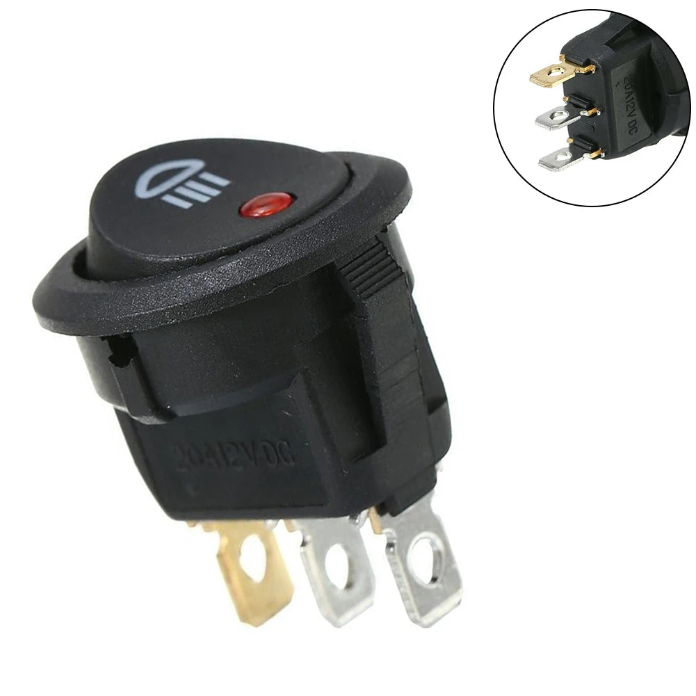 1 Pc On Off Rocker Switch Red Led Fog Light Lamp Symbol Car Van Truck 23mm DC 12V 20A ABS Plastic Fit For Car Van Truck