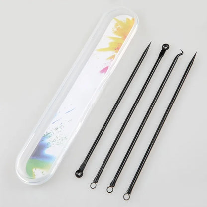 4PCS Acne Blackhead Comedone Removal Needles Black Dots Cleaner Black Head Pore Cleaner Deep Cleansing Tool Face Skin Care Tools
