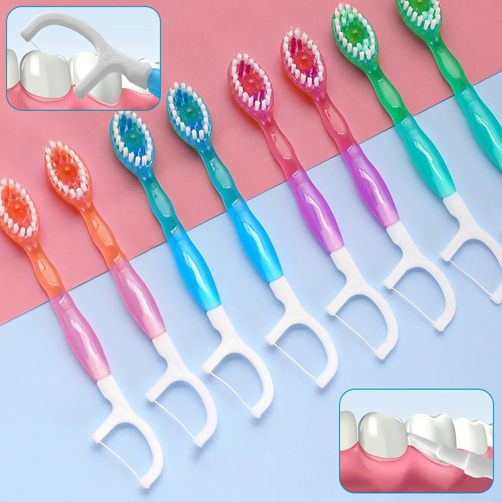 26pcs/Set Portable 5 in 1 Travel Toothbrush Set Disposable Mini Toothbrushes with Toothpaste Tongue Scraper Flosses Kit