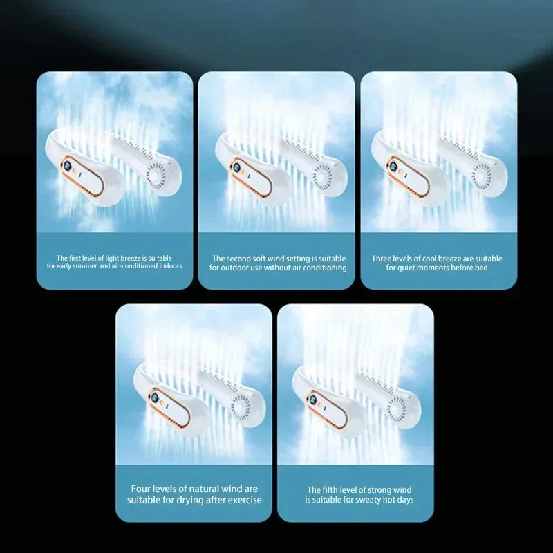 Lenovo Hanging Neck Fan USB Portable Small Bladeless Lazy Person Hanging Neck Charging Silent Cooling Air Conditioning Outdoor