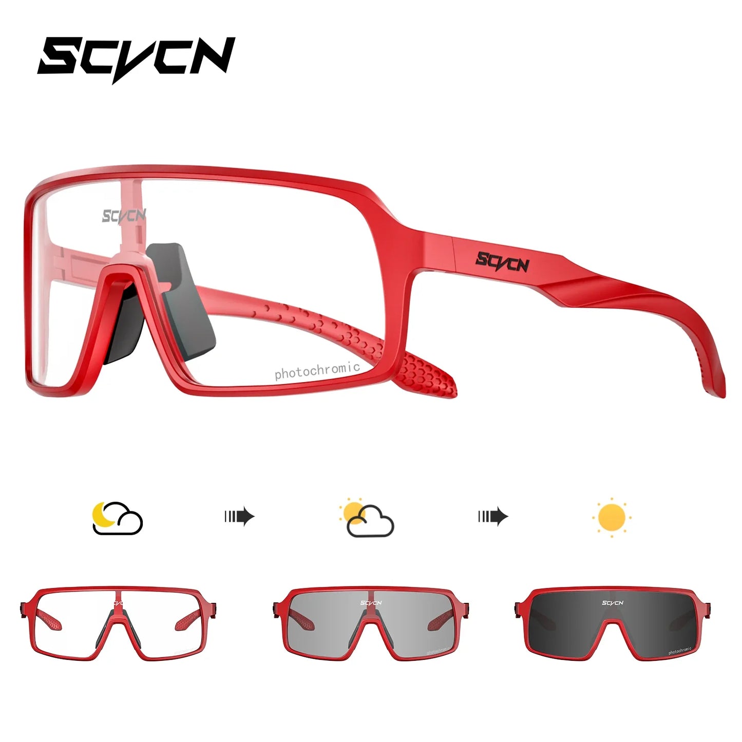 SCVCN Polarized Cycling Sunglasses Men Mtb Sports UV400 Photochormic Glasses Goggles Bicycle Bike Glasses Women Cycling Eyewear