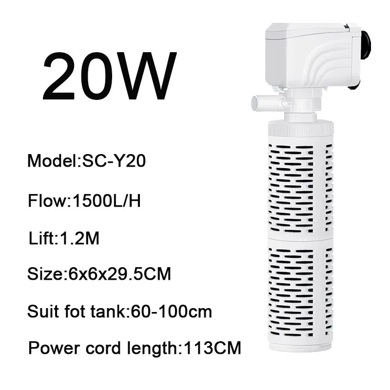 3 in 1 Aquarium Filter Pump Silent Fish Tank Submersible Air Oxygen Aerator Aquarium Air Pump Water Changer Pump Wave Maker 220v