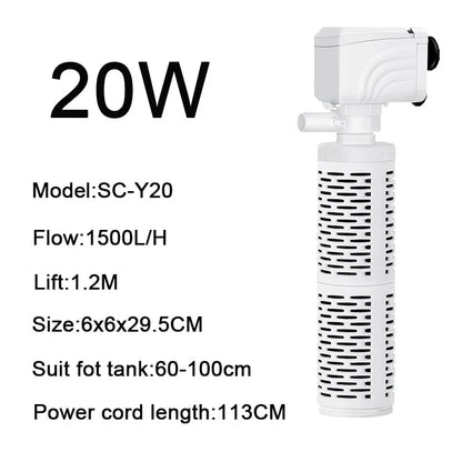 3 in 1 Aquarium Filter Pump Silent Fish Tank Submersible Air Oxygen Aerator Aquarium Air Pump Water Changer Pump Wave Maker 220v