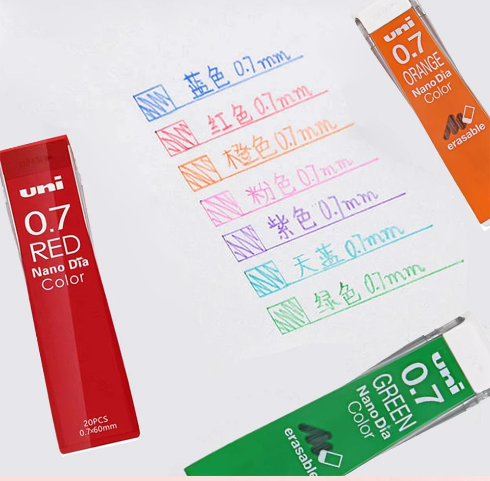 1pcs Japan UNI Color Lead 0.7mm Erasable Mechanical Pencil Refill Nano Dia 202NDC Non Breakable Cute School Art Supplies